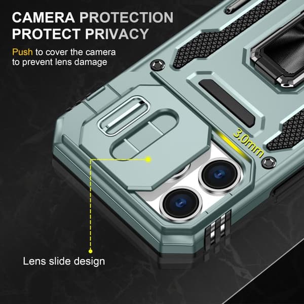 iPhone 17 Pro Max Skal med Armor PC + TPU Kameraskydd Alpingrön