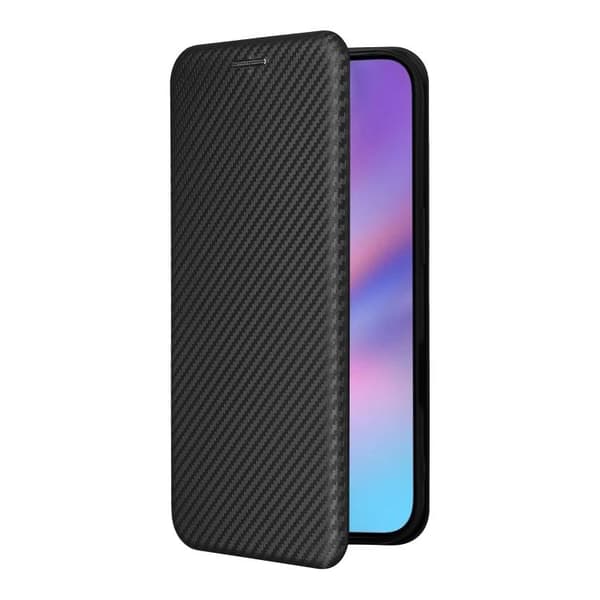 iPhone 17 Skal läderfodral - kolfibertextur Svart