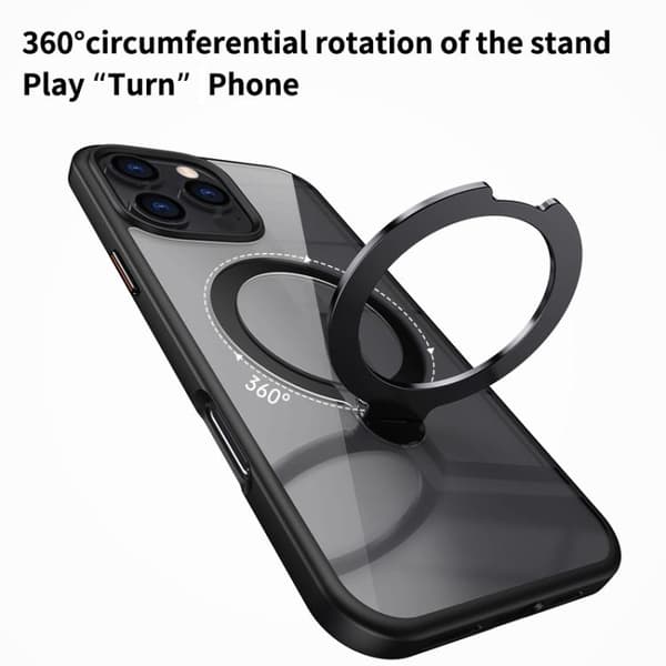iPhone 16 Pro Transparent MagSafe Magnetisk Rotationsring Skal Vit