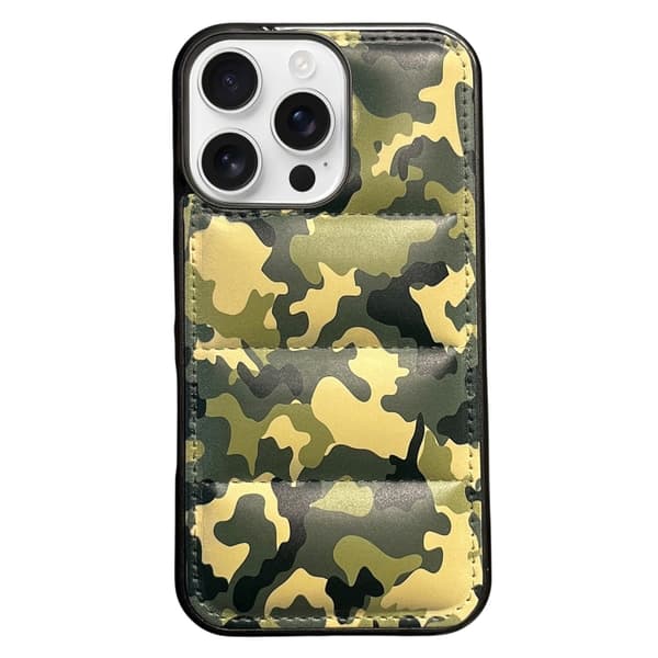 iPhone 16 Pro Camouflage Eiderdown Airbag Skal Grön-A