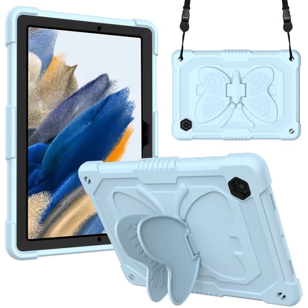 Samsung Galaxy Tab A8 10.5 (2021) Beige PC + Silikonhållare Tabletfodral Isblå