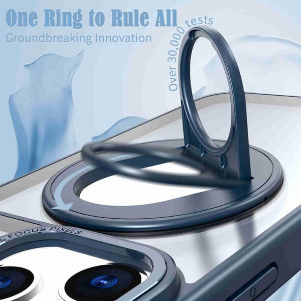 iPhone 18 Pro Max / iPhone 17 Pro Max Skal med roterande ring och magnetisk hållare Blå