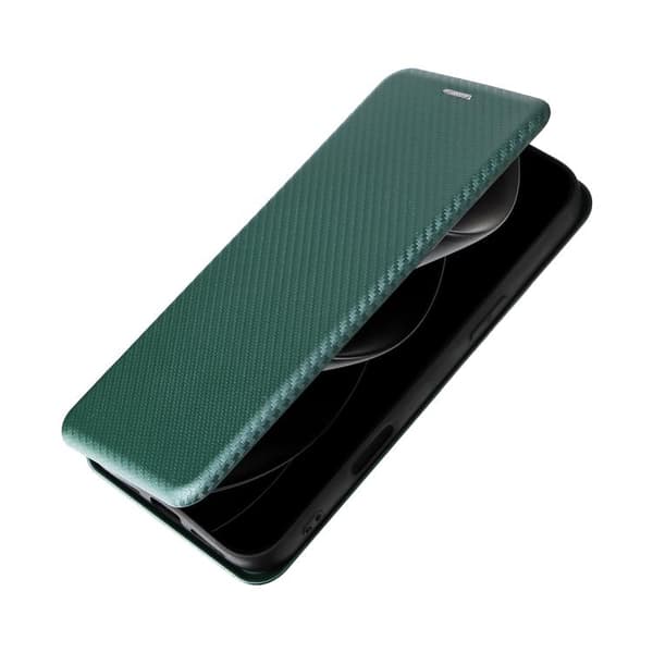 iPhone 18 Pro Max / iPhone 17 Pro Max Skal läderfodral med kolfibertextur Grön