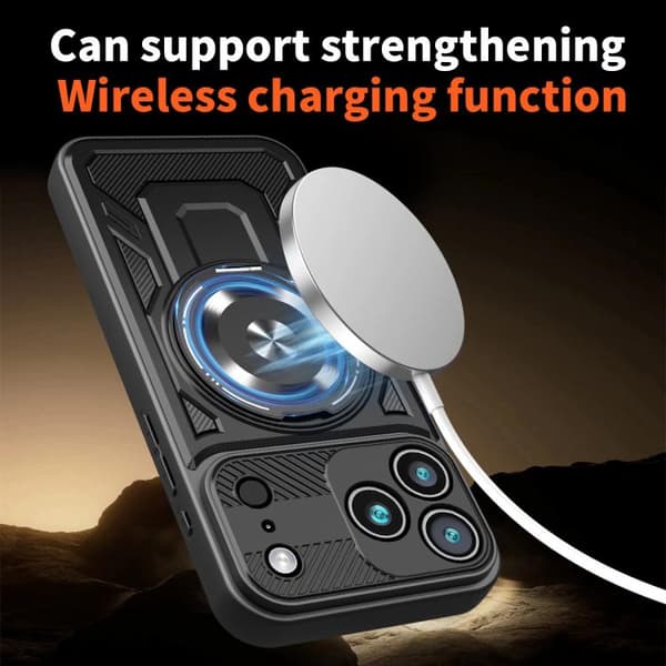 iPhone 18 Pro Max / iPhone 17 Pro Max Skal med Armor Rotating Holder och MagSafe Blå