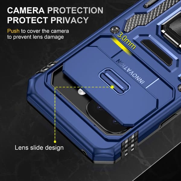 för Pixel 9a Skal med Armor PC + TPU Kameraskydd Marinblå