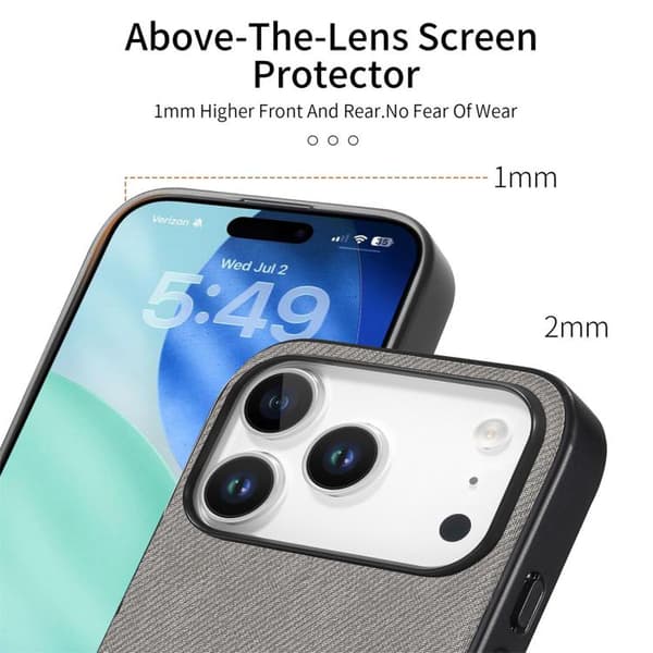 iPhone 18 Pro Max / iPhone 17 Pro Max Twill Fabric Läder Skal Grå