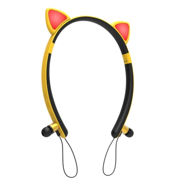 ZW29 Cat Ear Stereo Sound HIFI Fashion Outdoor Portable Sports Wireless  Bluetooth Headset med Mic & LED Light Glowing Gul