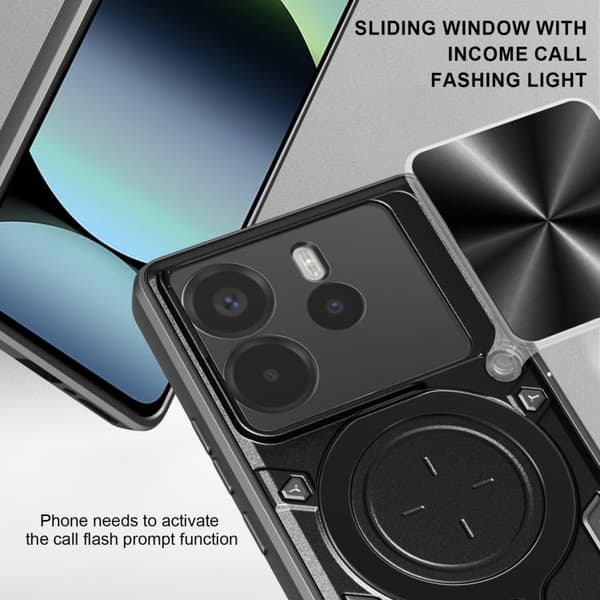 Redmi Note 14 4G - 164,48 mm CD-textur Sliding Camshield Magnetisk Hållare fodral Blå