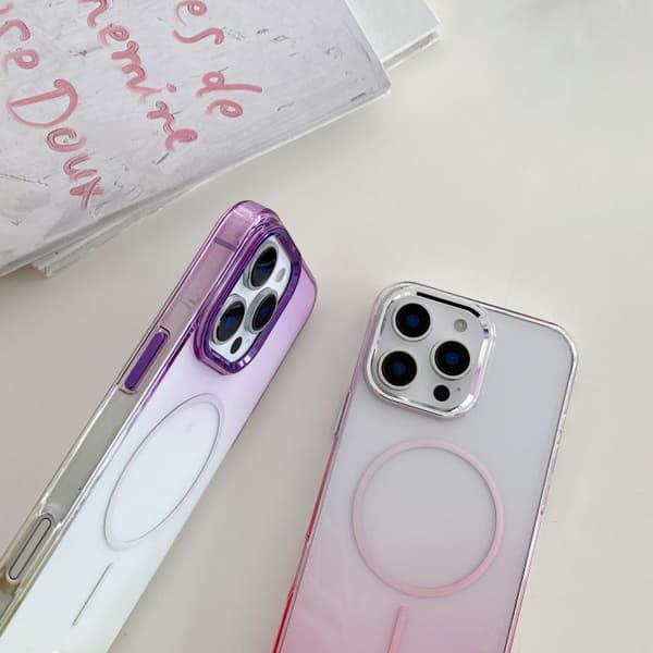 iPhone 16 Pro Metall Linsskydd Gradient PC MagSafe Skal Guld
