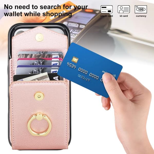 iPhone 18 Pro / iPhone 17 Pro Skal med Ringhållare och RFID-kortfack Roséguld