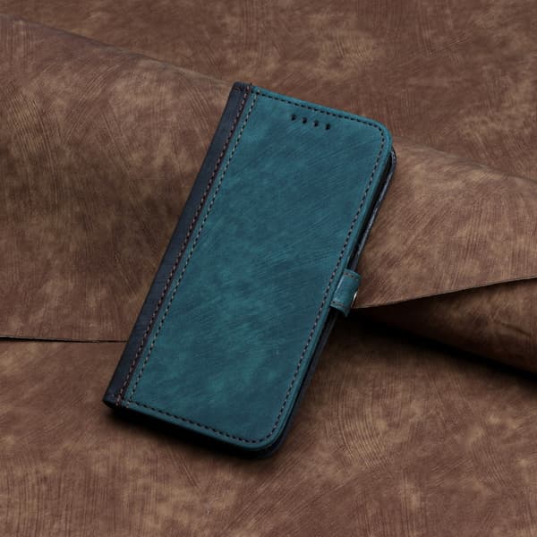 Redmi Note 14 Pro+ 5G - Sidofäste Dubbelvikts Handrem Läder fodral Mörkgrön