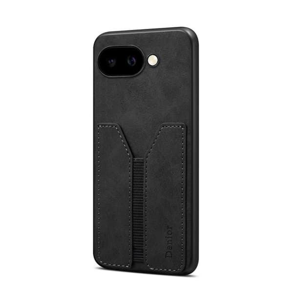 för Pixel 9a Skal - Denior D07 DV Elastisk Kortfack PU Baksida Svart