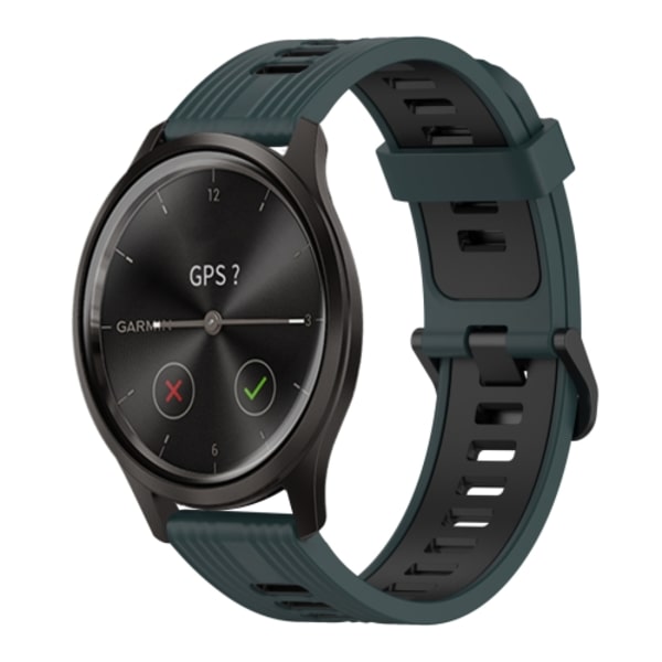 För Garmin Move Style 20 mm vertikalt mönster tvåfärgat watch Olive Green - Black