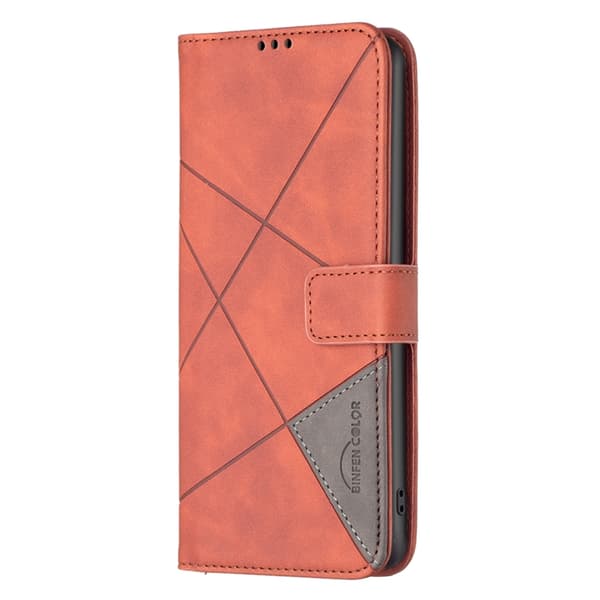 Redmi Note 14 Pro 5G / Note 14 Pro+ 5G - Magnetisk Spänne Rombisk Textur Läder fodral Brun