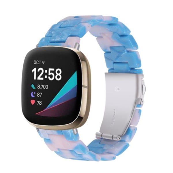 För Fitbit Versa 3 / Sense Universal Resin Watch Band Blue Pink