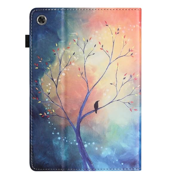 Samsung Galaxy Tab A9 / A11 Litchi Texture Leather Case Oljemålning Träd