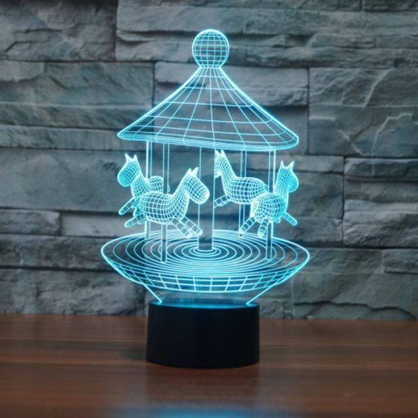Carousel Black Base Creative 3D LED Dekorativ Nattlampa, USB med Touch Button Version