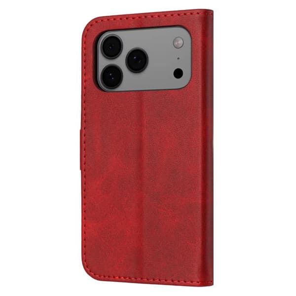 iPhone 18 Pro Max / iPhone 17 Pro Max Skal läderfodral med präglad glad kattmönster Röd