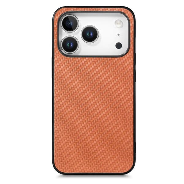 iPhone 18 Pro Max / iPhone 17 Pro Max Skal - kolfibertextur och läder Brun