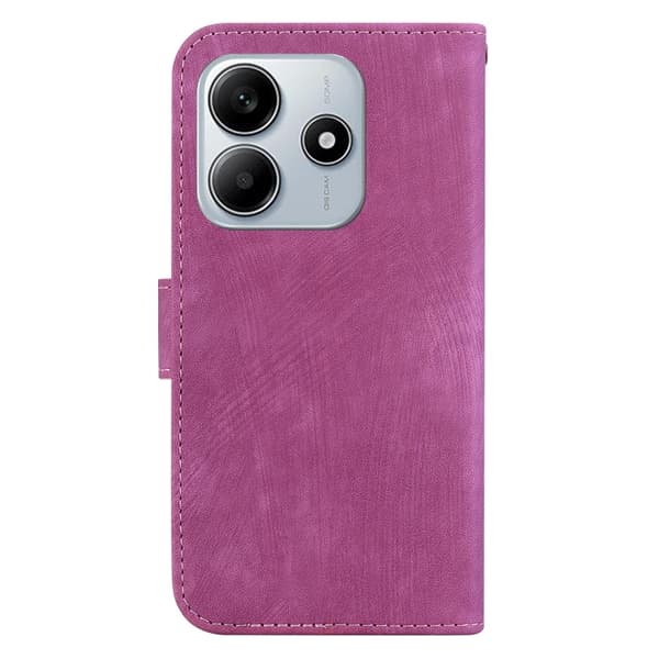 Redmi Note 14 5G - Litet Tiger Prägling Läderfodral Rosröd