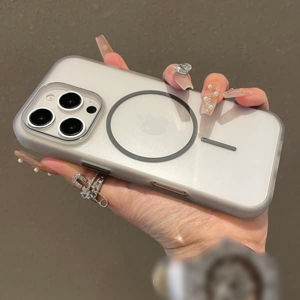 iPhone 16 Pro Max Translucent Armor MagSafe N52 Tunn Cirkel Skal Transparent svart
