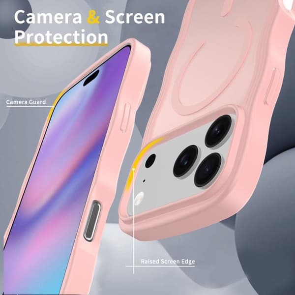 iPhone 17 Pro Skal med Vågtextur och MagSafe Rosa
