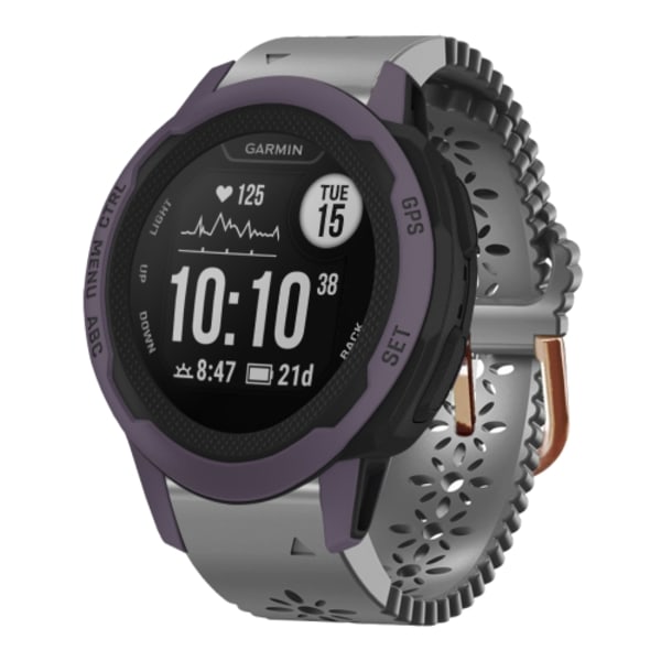 För Garmin Instinct 2S 20mm Lady's Silicone Watch Band med spetsstans Grey