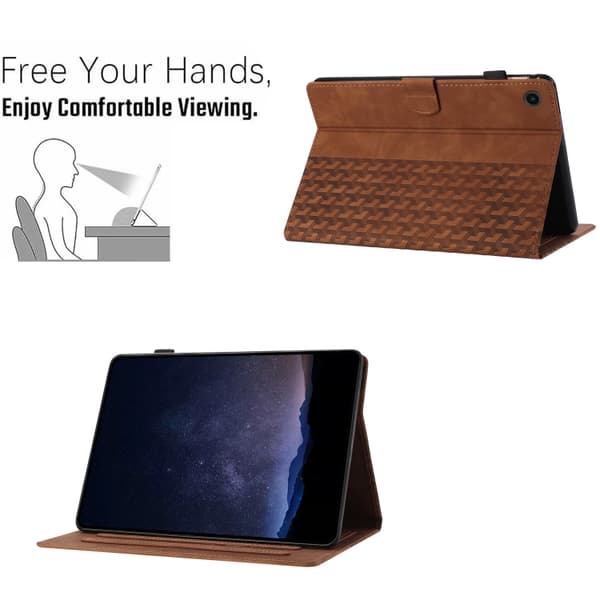 Samsung Galaxy Tab A9 / A11 Prägla Läderfodral för Surfplatta Brun