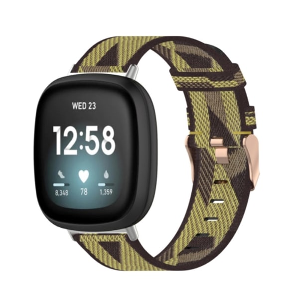 För Fitbit Versa 3 / Fitbit Sense Nylon Canvas Strip Texture Watch Band Yellow