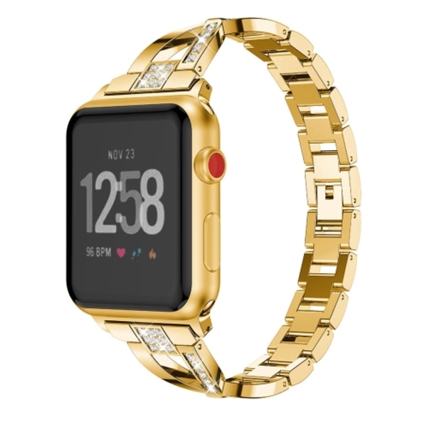 För Fitbit Versa / Fitbit Versa 2 / Fitbit Versa Lite Edition Universal X-formad metallrem Gold