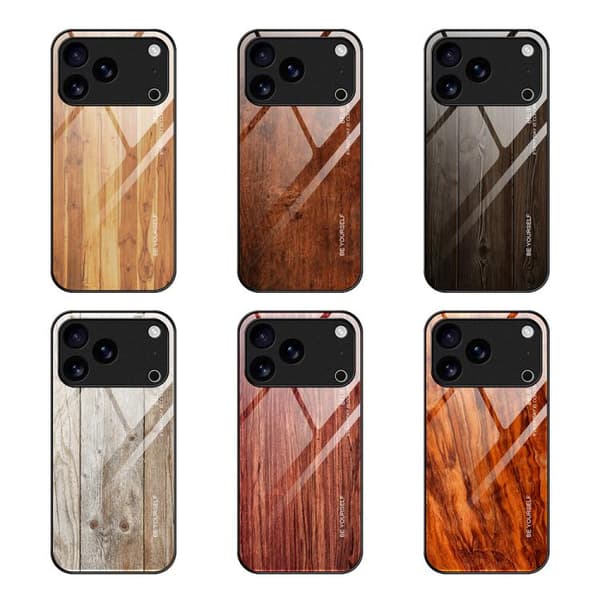 iPhone 18 Pro Max / iPhone 17 Pro Max Skal - träfinerad glasdesign Gul