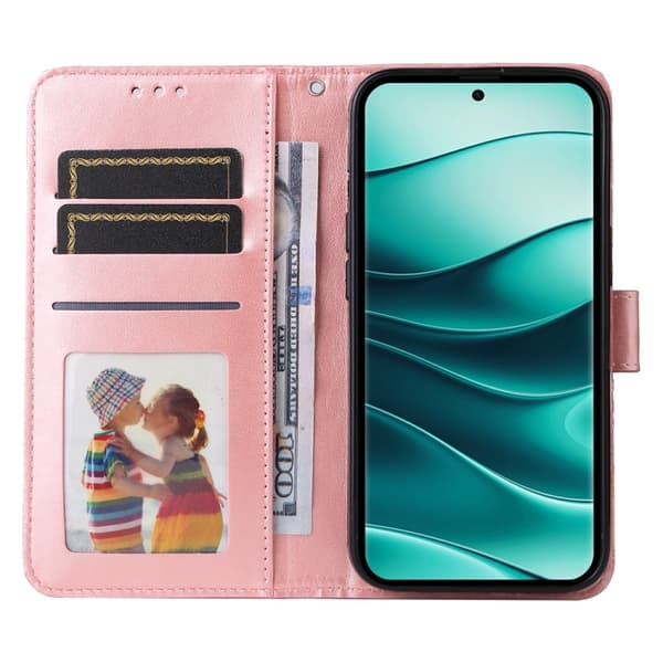 Redmi Note 14 Pro 5G / Note 14 Pro+ 5G - Prägad Solros Läderfodral Roséguld