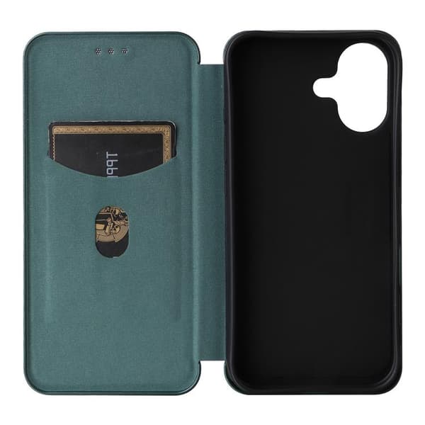 iPhone 17 Skal läderfodral - kolfibertextur Grön