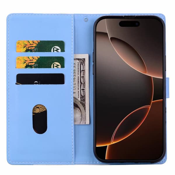iPhone 18 Pro / iPhone 17 Pro Skal Läderfodral - Två Färger Vit Blå