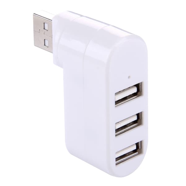 180 Grad Rotations USB Hub med 3 portar - USB 2.0 Bärbar (Vit)