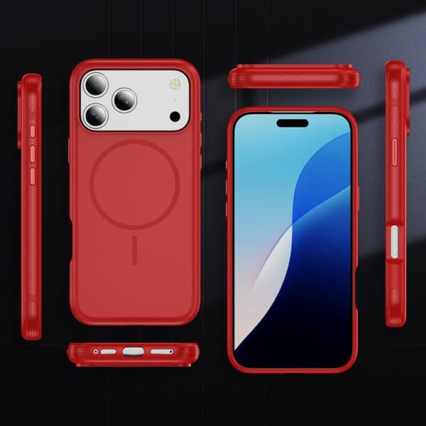iPhone 18 Pro Max / iPhone 17 Pro Max Skal - Imitation Original Magsafe PC Hybrid TPU Röd