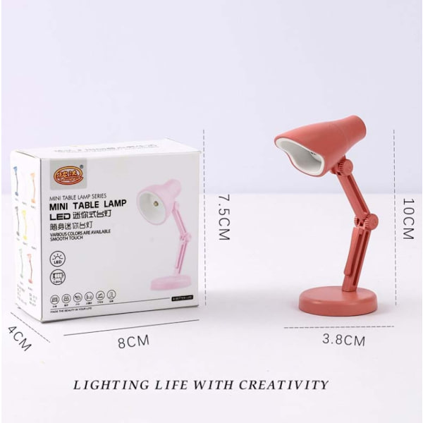 3 st Mini LED skrivbordslampa Fällbar Bärbar Nattlampa Magnetisk Ögonskydd Skrivbordslampa(LD01-Rosa)