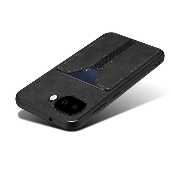 för Pixel 9a Skal - Denior D07 DV Elastisk Kortfack PU Baksida Svart