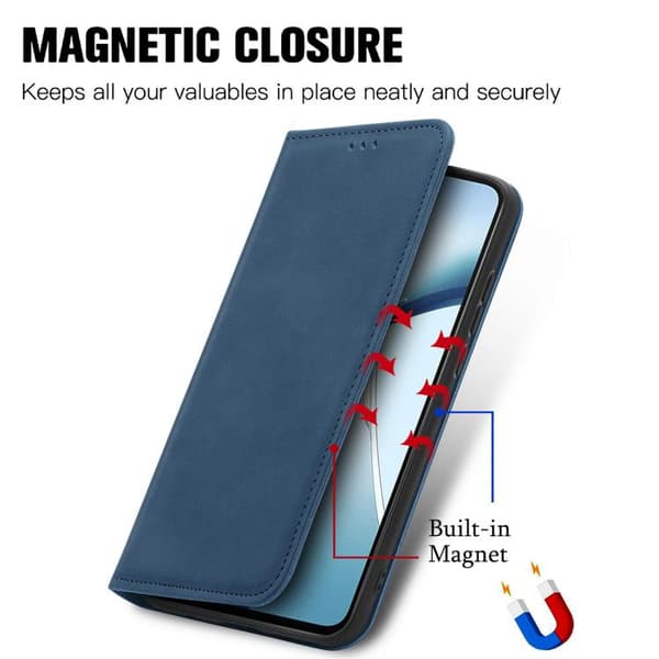 Redmi Note 14 4G - Retro Skinnkänsla Magnetisk Flip Läderfodral Blå