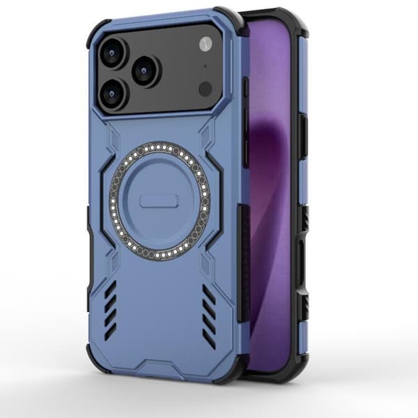iPhone 18 Pro Max / iPhone 17 Pro Max Skal med Butterfly Armor MagSafe Magnetring och Stötskydd Blå