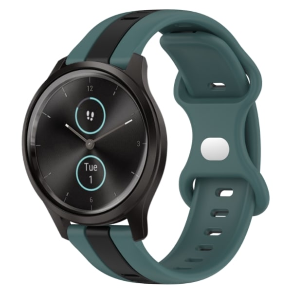 För Garmin Garminmove Style 20 mm Butterfly Spänne Tvåfärgad watch Green-Black