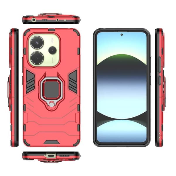 Redmi Note 14 4G - Magnetisk Ringhållare PC + TPU Mobilskal Röd