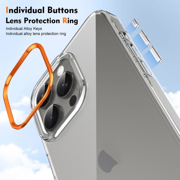 iPhone 16 Pro Skal HD Transparent PC med Full Coverage Orange