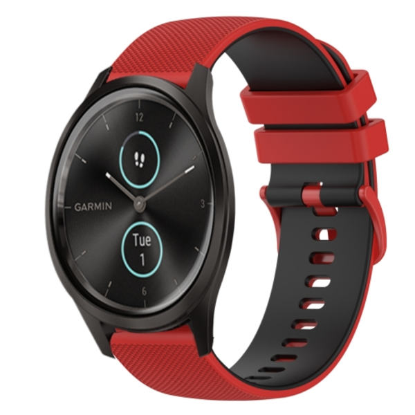 För Garmin GarminMove Style 20 mm rutigt watch i tvåfärgad silikon Red-Black