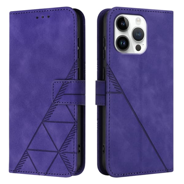 iPhone 16 Pro Max Skal - 3D Embossed Flip Fodral Läder Purpur