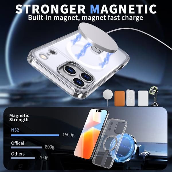 iPhone 18 Pro / iPhone 17 Pro Star Shine Series TPU + PC MagSafe Skal med Fällhållare Transparent