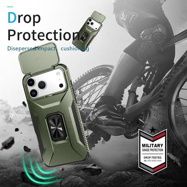iPhone 18 Pro Max / iPhone 17 Pro Max Skal med Sliding Camshield Holder Alpingrön