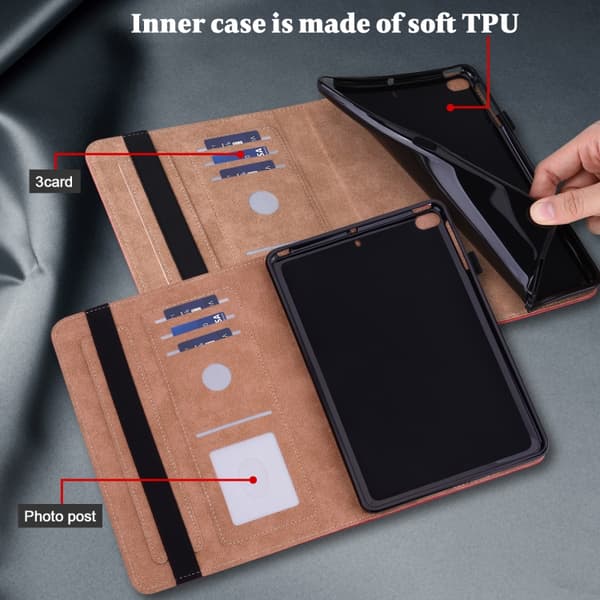 iPad mini 6 / mini 2024 Skal i Solid Färg Prägling Läderfodral Röd