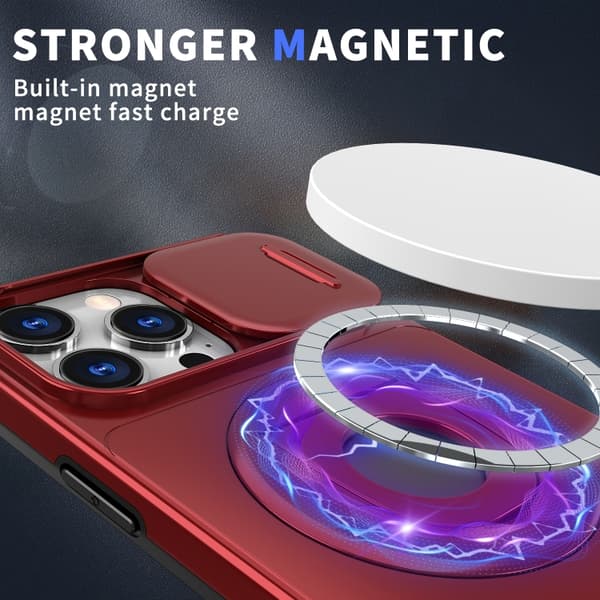 iPhone 16 Pro Camshield MagSafe Ring Holder Armor Skal Röd