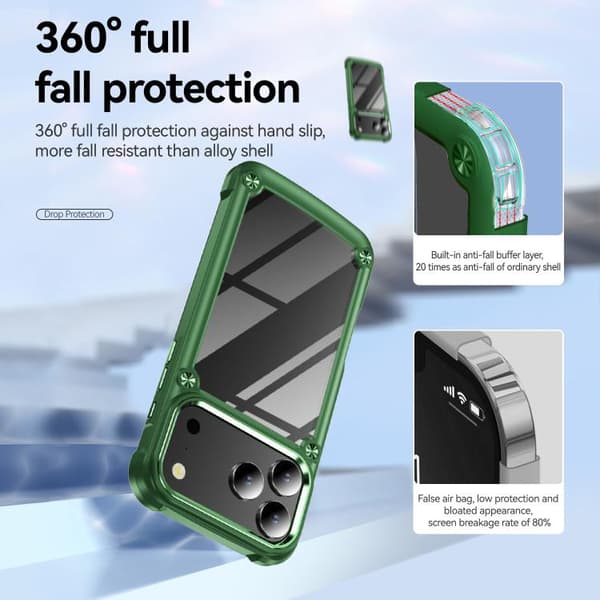 iPhone 18 Pro / iPhone 17 Pro Skal med TPU + PC Linsskydd Grön